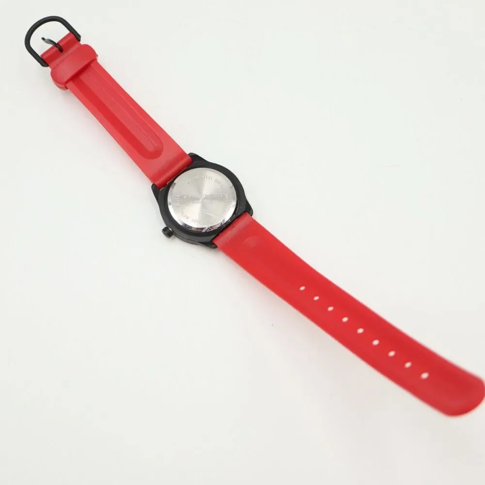 Vintage Guess Watch 30mm Women Retro Art Word Dial 1989 Red Strap w New Battery